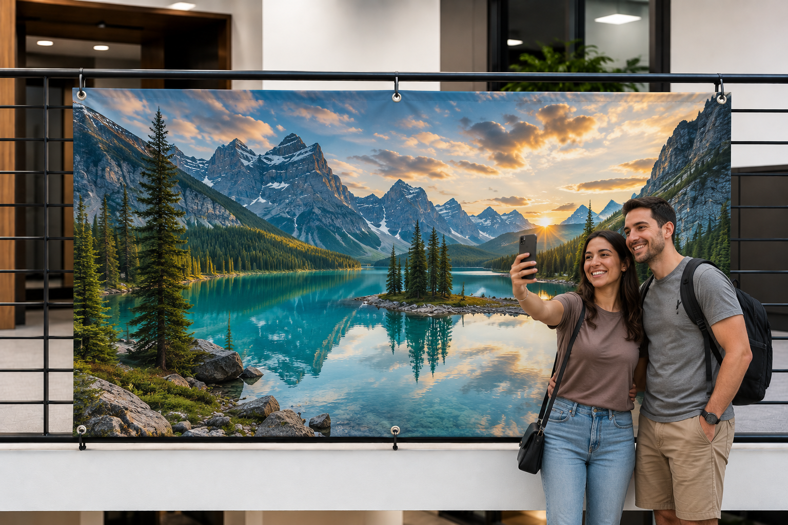 Shop custom fabric banners and backdrops with hems, grommets, and pole pocket options for events, trade shows, retail displays, photo backdrops, and branded spaces.