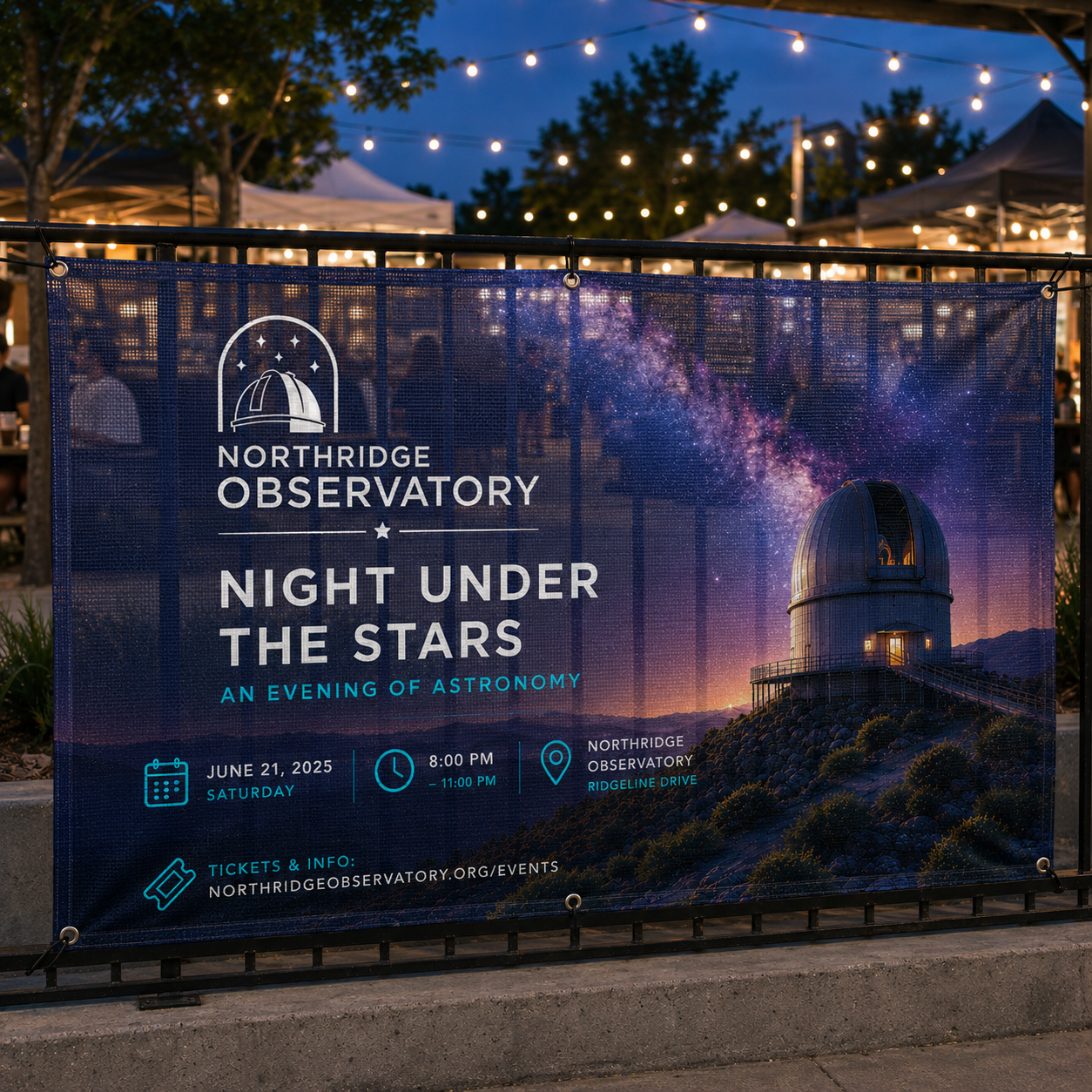 Shop custom 8 oz mesh banners with hems, grommets, and webbing options for fences, building wraps, construction sites, events, outdoor promotions, and windy locations.