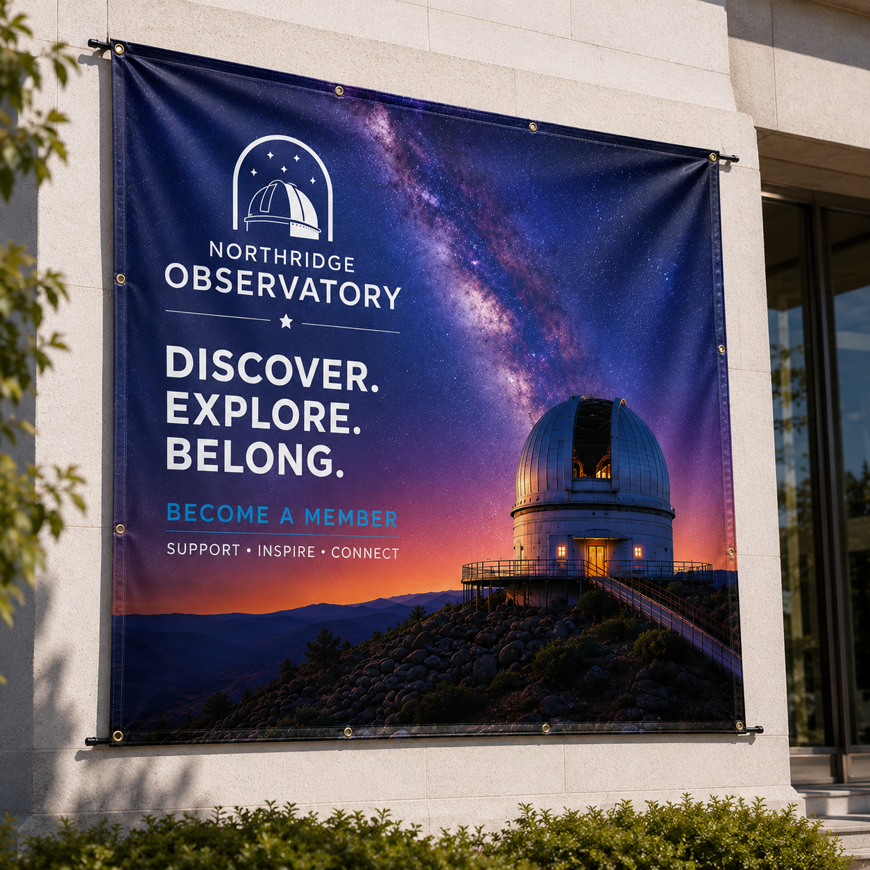 Shop custom 13 oz vinyl banners with single- or double-sided printing, hems, grommets, and reinforcement for events, promotions, storefronts, fences, buildings, and displays.