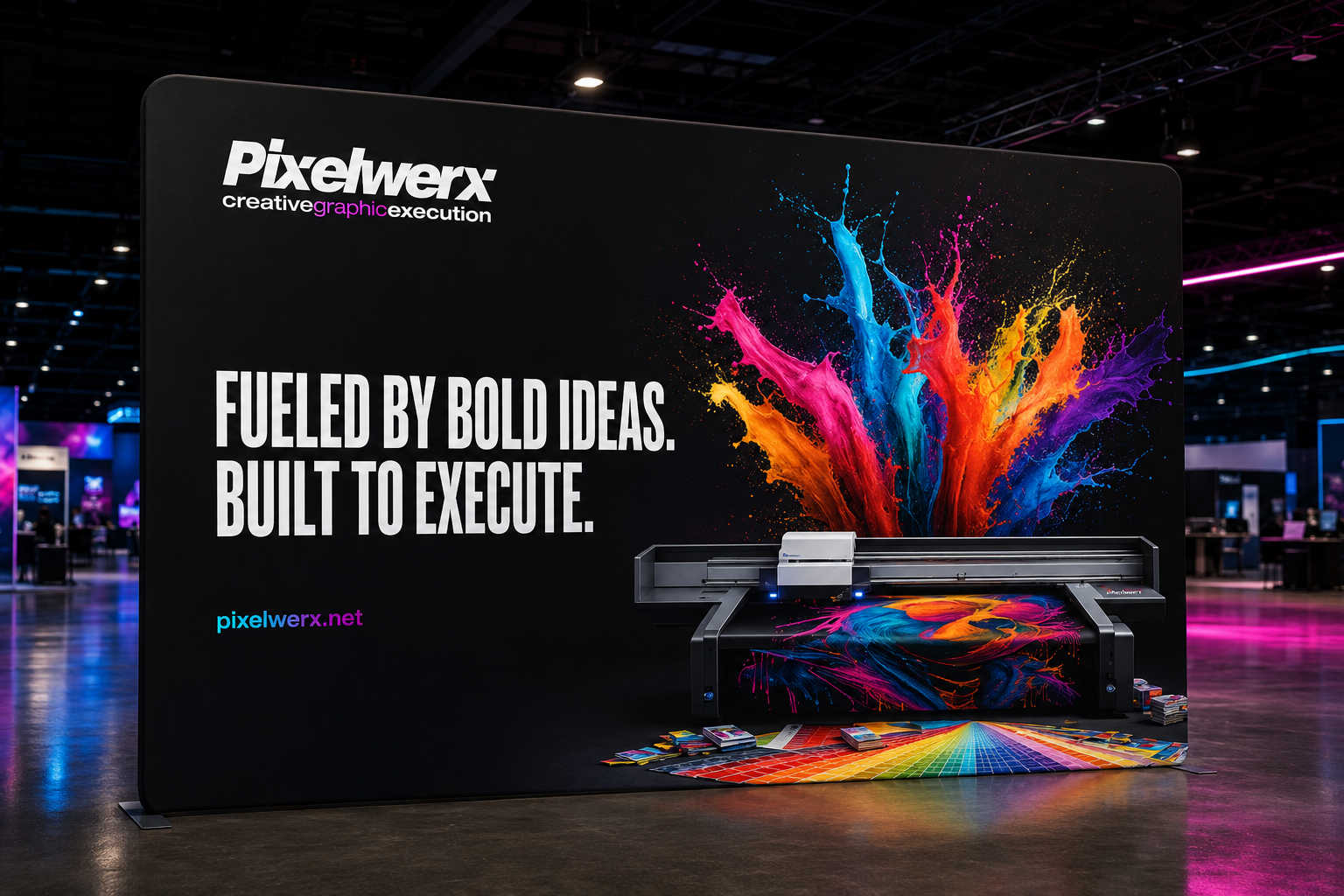 Shop custom 8 ft, 10 ft, and 20 ft fabric hop-up displays with front or full fitted graphics for trade shows, events, presentations, photo backdrops, and branded spaces.