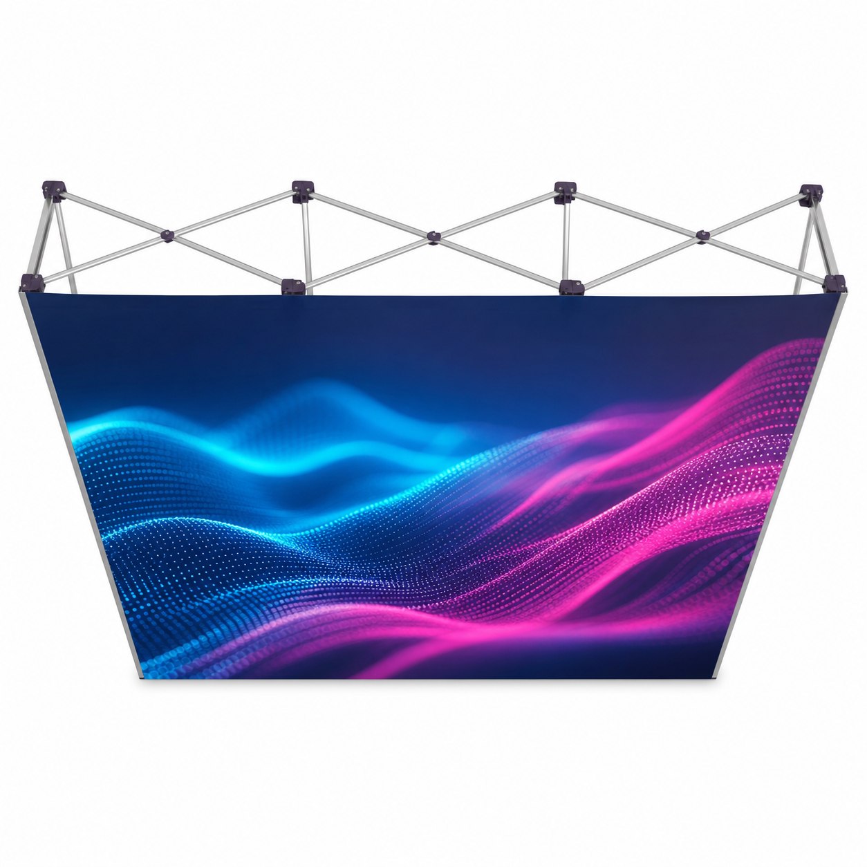 Shop custom 8 ft, 10 ft, and 20 ft fabric hop-up displays with front or full fitted graphics for trade shows, events, presentations, photo backdrops, and branded spaces.